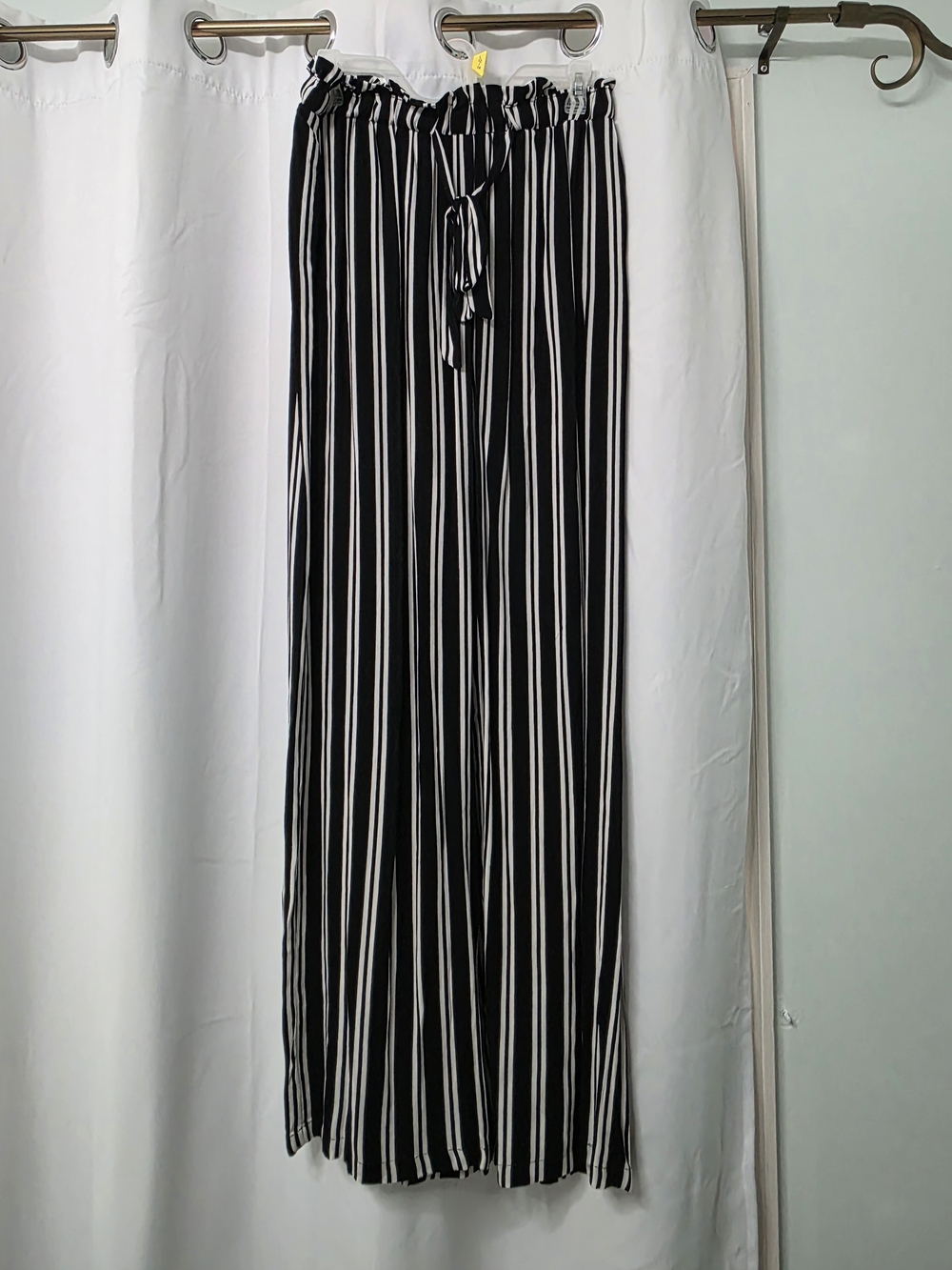 Black and White Striped Women's Flowy Pants